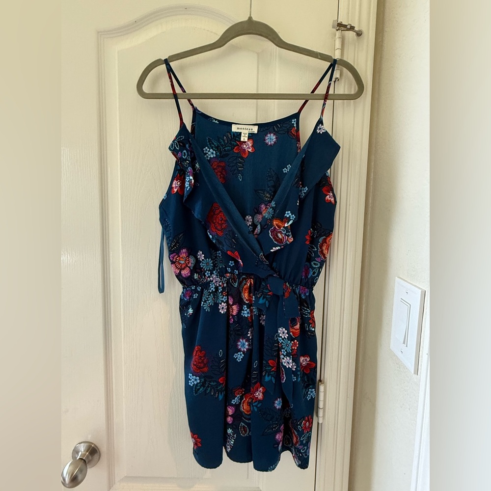 Floral Blue Sleeveless Jumpsuit